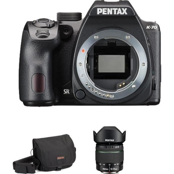 PENTAX K70 SLR-kamera + 18-55mm WR-objektiv + väska
