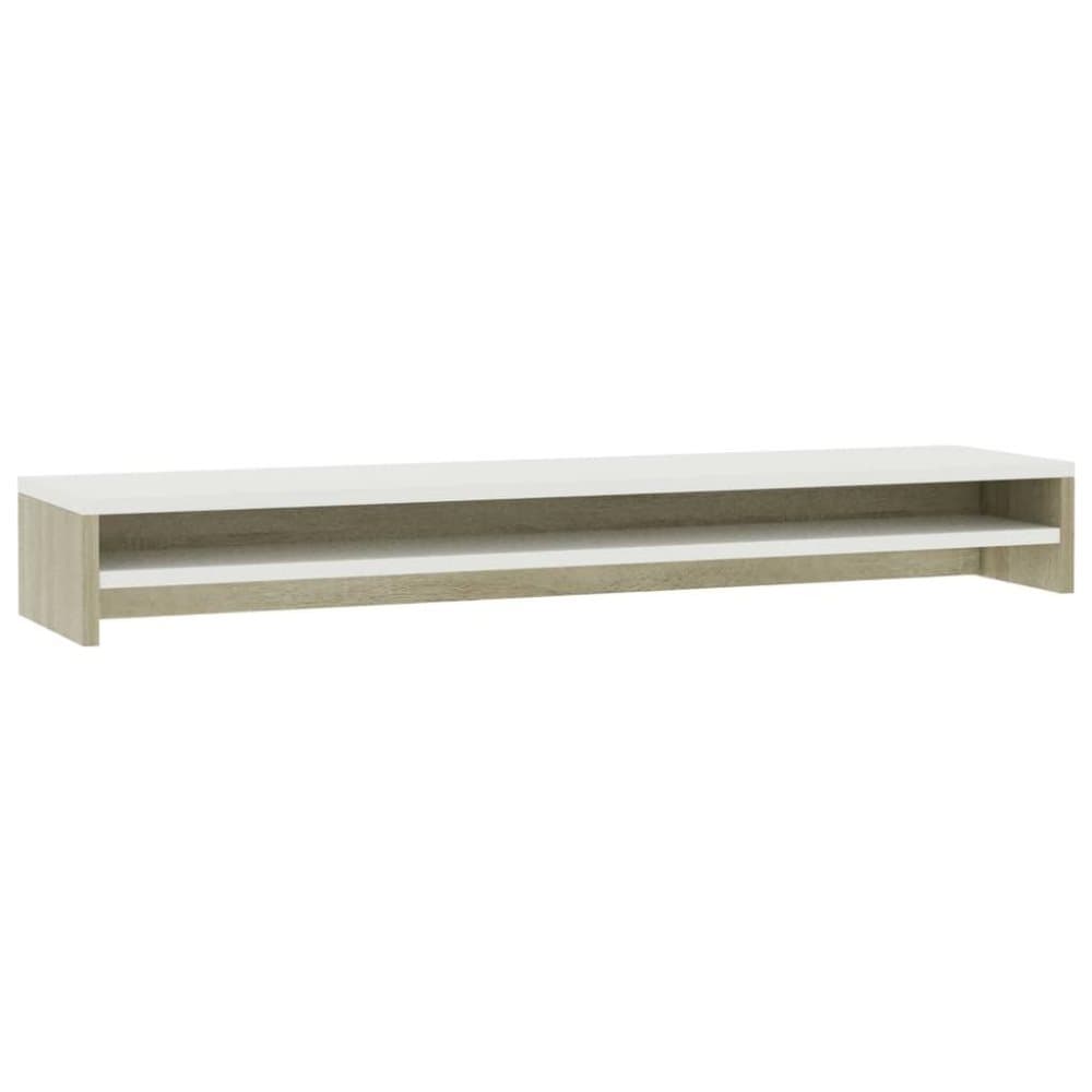 vidaXL skærmstander 100 x 24 x 13 cm spånplade hvid og sonoma-eg