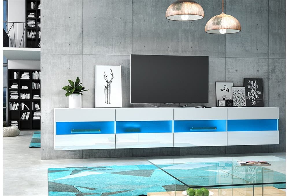 RITA TV-bänk 200x35x40 VIT MED LED