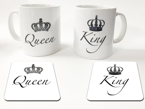 Mugg + Underlägg paket med King eller Queen design King