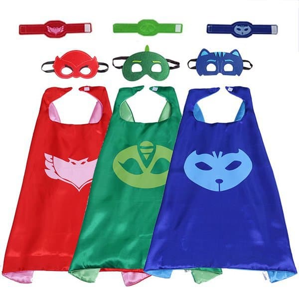 Pyjamashjältarna Unisex Barn - 3-Pack - mantel, masker och armband