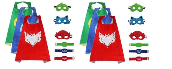 Pyjamashjältarna Unisex Barn - 6-Pack - mantel, mask och armband