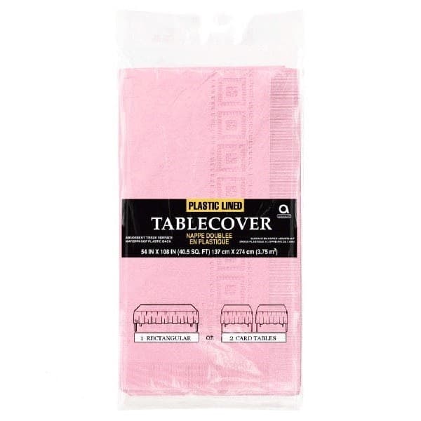Amscan Lined New Baby Pink Plastic Tablecover (6 Pack)