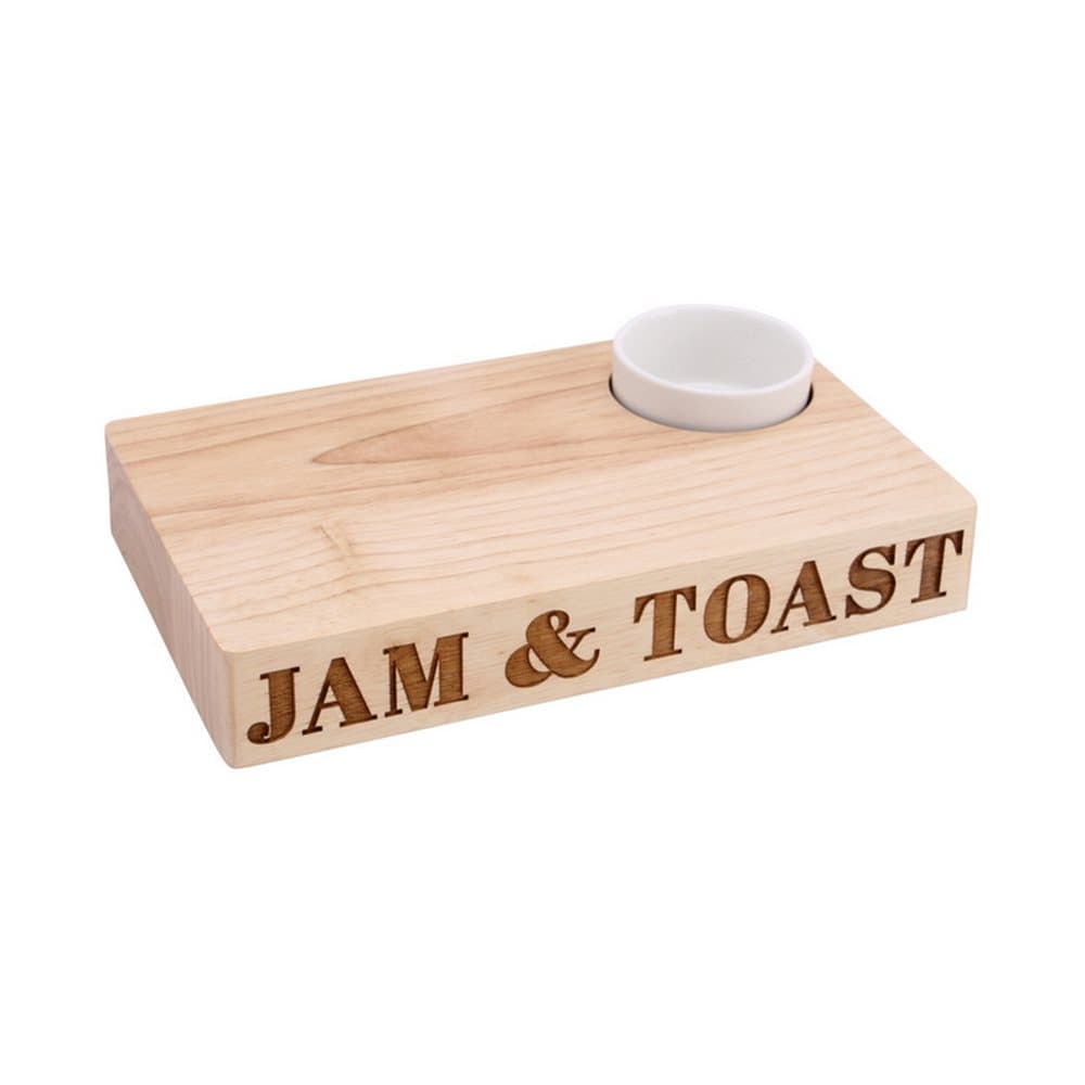 CGB Giftware Loft Jam And Toast Wooden Platter With Ceramic Dish