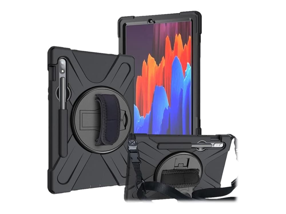 Samsung Galaxy Tab S7 Plus Black Defender Case. Raised