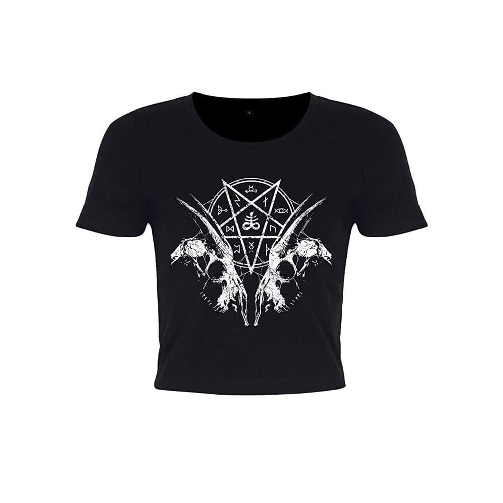 Grindstore Ladies/Womens Goat Skull Pentagram Crop Top