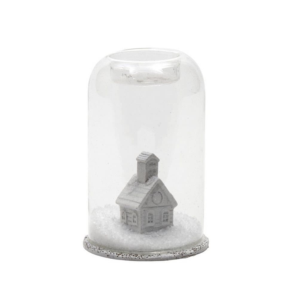 Glass Dome Tea Light Holder With House