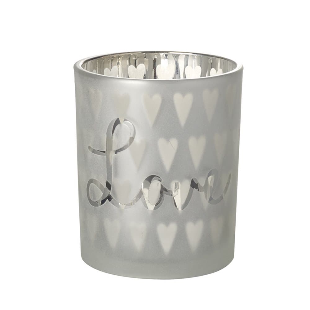 Silver Frosted Heart T-Light Holder