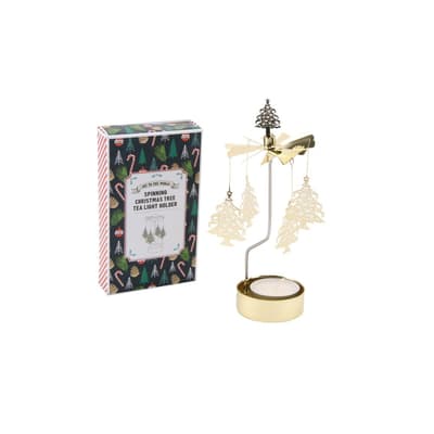 CGB Giftware Joy To The World Christmas Tree Tealight Spinner
