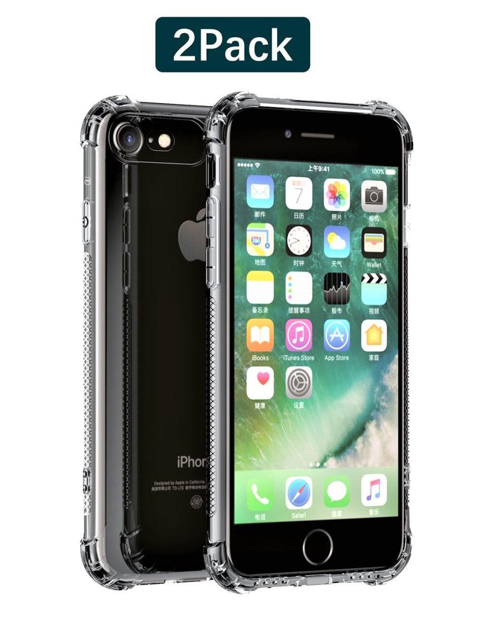 C4U® iPhone 8 / 7 - 2-pak stødfast - Slank gennemsigtig taske