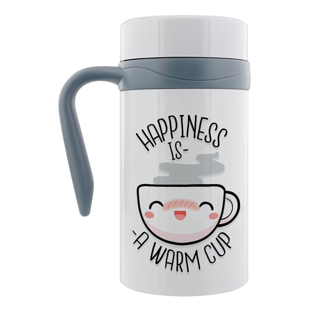 Grindstore Happiness Is A Warm Cup Thermal Travel Mug With Handle