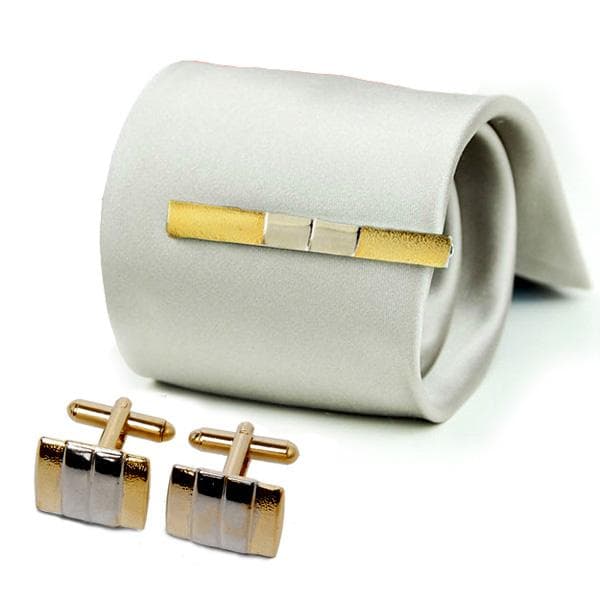 Set Manschettknappar + slipsklämma guld / silver