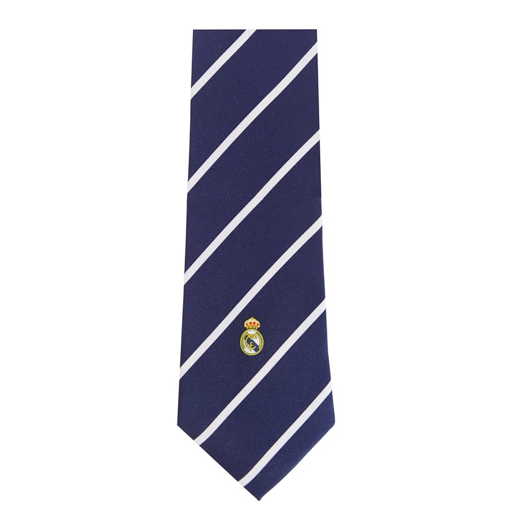 Real Madrid CF Mens Official Striped Football Crest Neck Tie