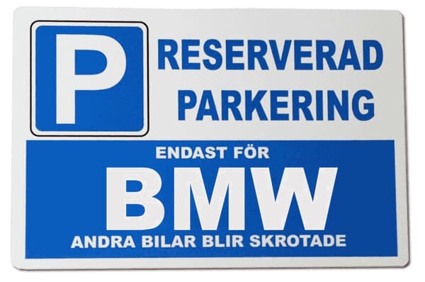 Metall plåtskylt med ' BMW ' design - 30x20 cm skylt