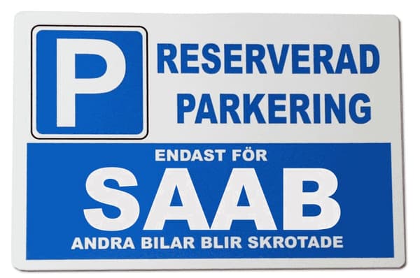 Metall plåtskylt med ' Saab ' design - 30x20 cm skylt