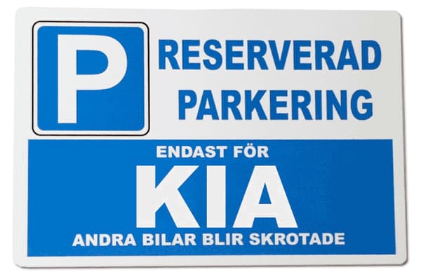 Metall plåtskylt med ' KIA ' design - 30x20 cm skylt