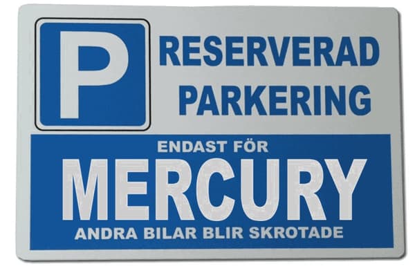 Metall plåtskylt med ' Mercury ' design - 30x20 cm skylt