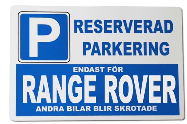 Metall plåtskylt med ' Range Rover ' design - 30x20 cm skylt