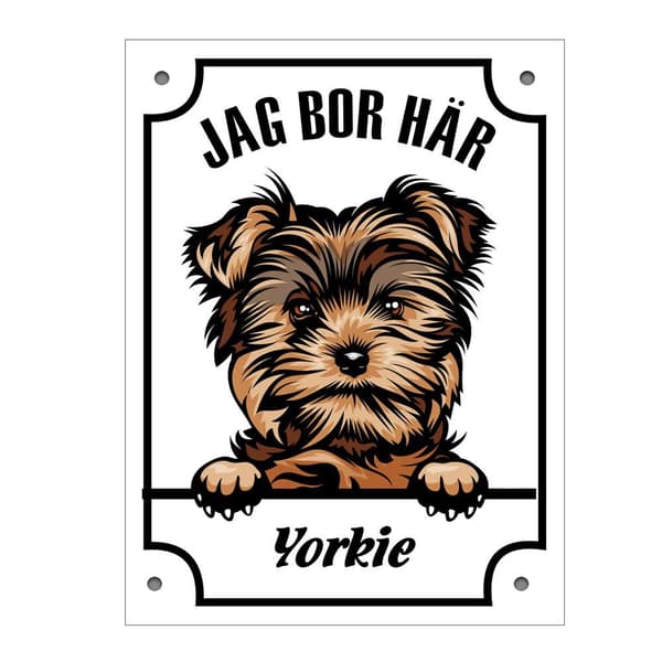 Plåtskylt Yorkshire Terrier - Yorkie  Kikande hund skylt