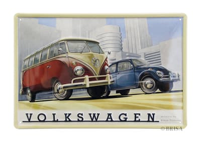 BRISA VW Collection - Volkswagen Bus T1 Kleinbus Transporter Retro metallimerkki (VW Bus&Beetle/20x30cm)