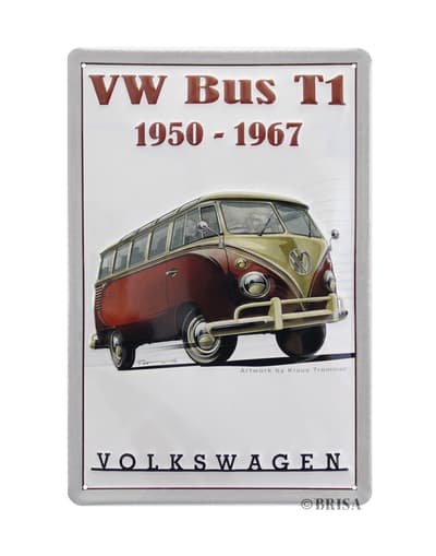 BRISA VW Collection - Volkswagen Bus T1 Kleinbus Transporter Retro metallimerkki (VW Bus T1/1950-1967/20x30cm)