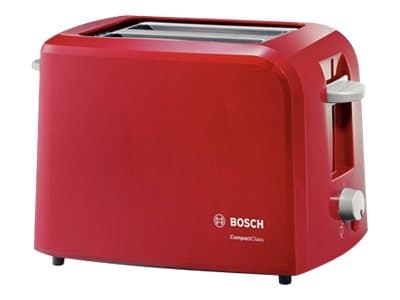 Bosch CompactClass TAT3A014 - Brödrost - 2 skiva - 2 Kortplatser - röd/ljusgrå