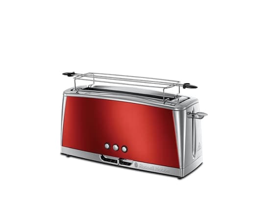 Russell Hobbs 23250-56, 2 skivor, Röd, Rostfritt stål, Knappar, 220-240 V, 50 - 60 hz