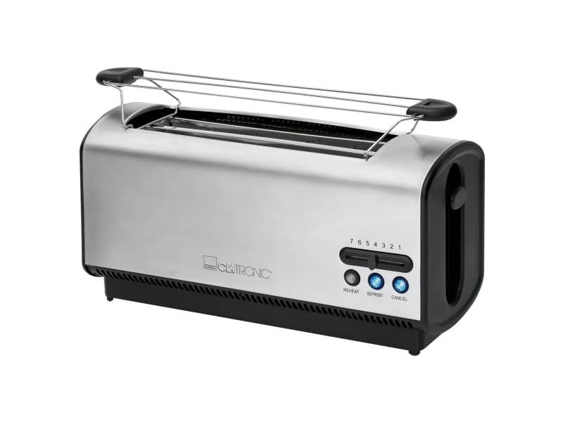 Clatronic TA 3687, 4 skivor, Svart, Rostfritt stål, Rostfritt stål, Knappar, Nivå, CE, 1200 W