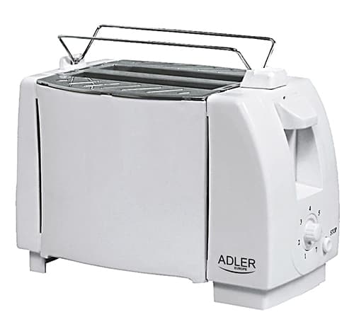 Sumuštiniu keptuvas Skrudintuvas Adler Toaster AD 33 Baltas, Plastic, 750 W, Number of slots 2, Bun warmer included