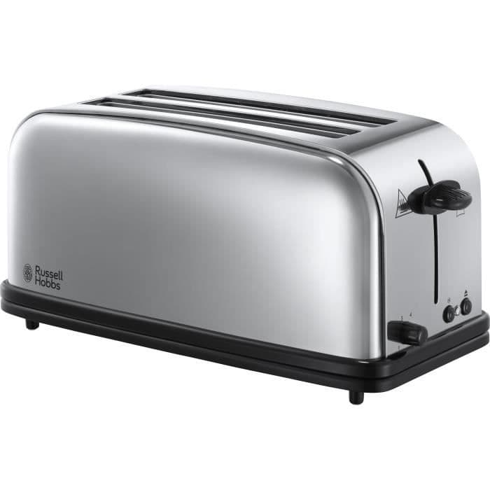 RUSSELL HOBBS 23520-56 - Victory Brødrister - 2 lange slidser - Opvarmning Viennoiserie - 1600 W - Retro Design - Brilliant Steel