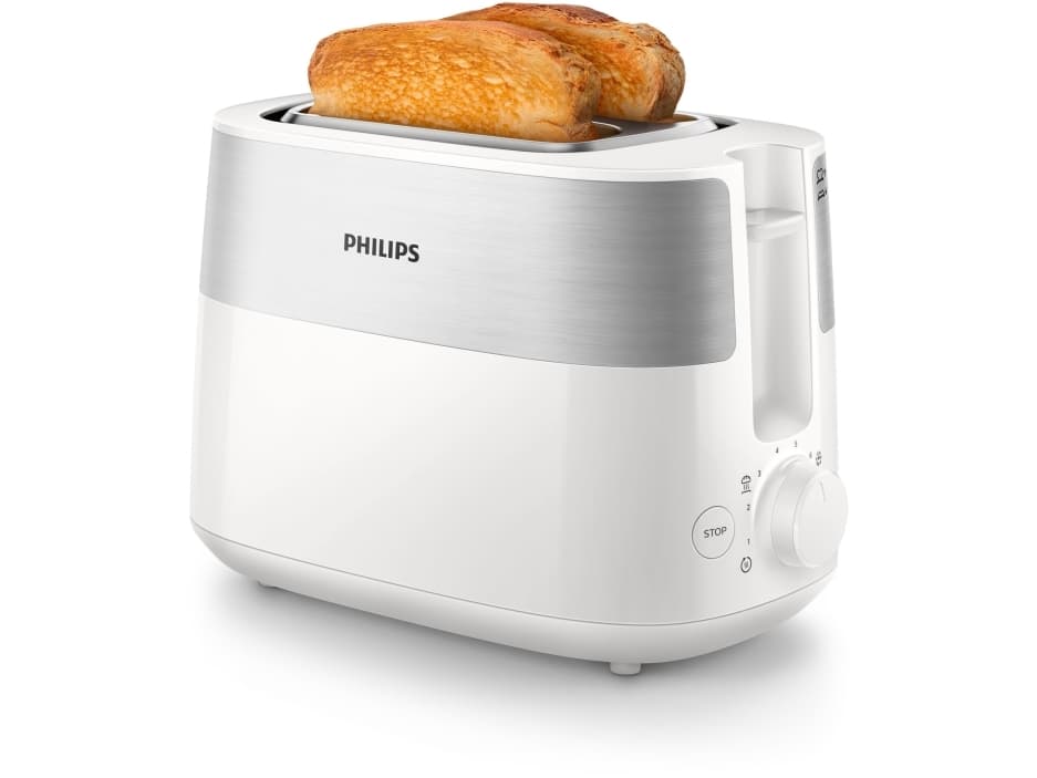 Philips Daily Collection HD2516/00, 2 skivor, Vit, Plast, Rotations-, Kina, 830 W