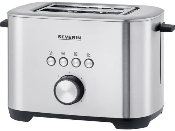 Severin AT 2510 Toaster med bagel-funktion, med indbygget rist til boller Rustfrit stål (børstet)