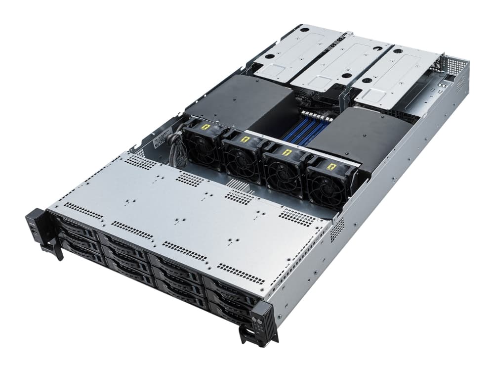 ASUS RS720-E9-RS12-E - Server - rackmonterbar - 2U - toveis - ingen CPU - RAM 0 GB - SATA - hot-swap 3.5" brønn(er) - uten HDD - AST2500 - GigE - ute