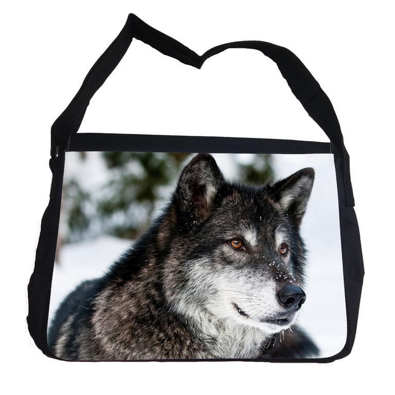 Snö varg / Snow wolf väska med axelrem - Messenger Bag