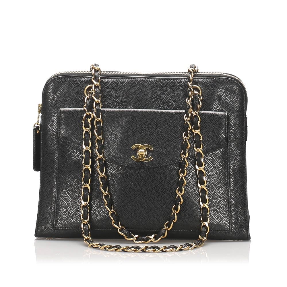 Pre-owned Chanel Caviar Leather Tote Bag Black