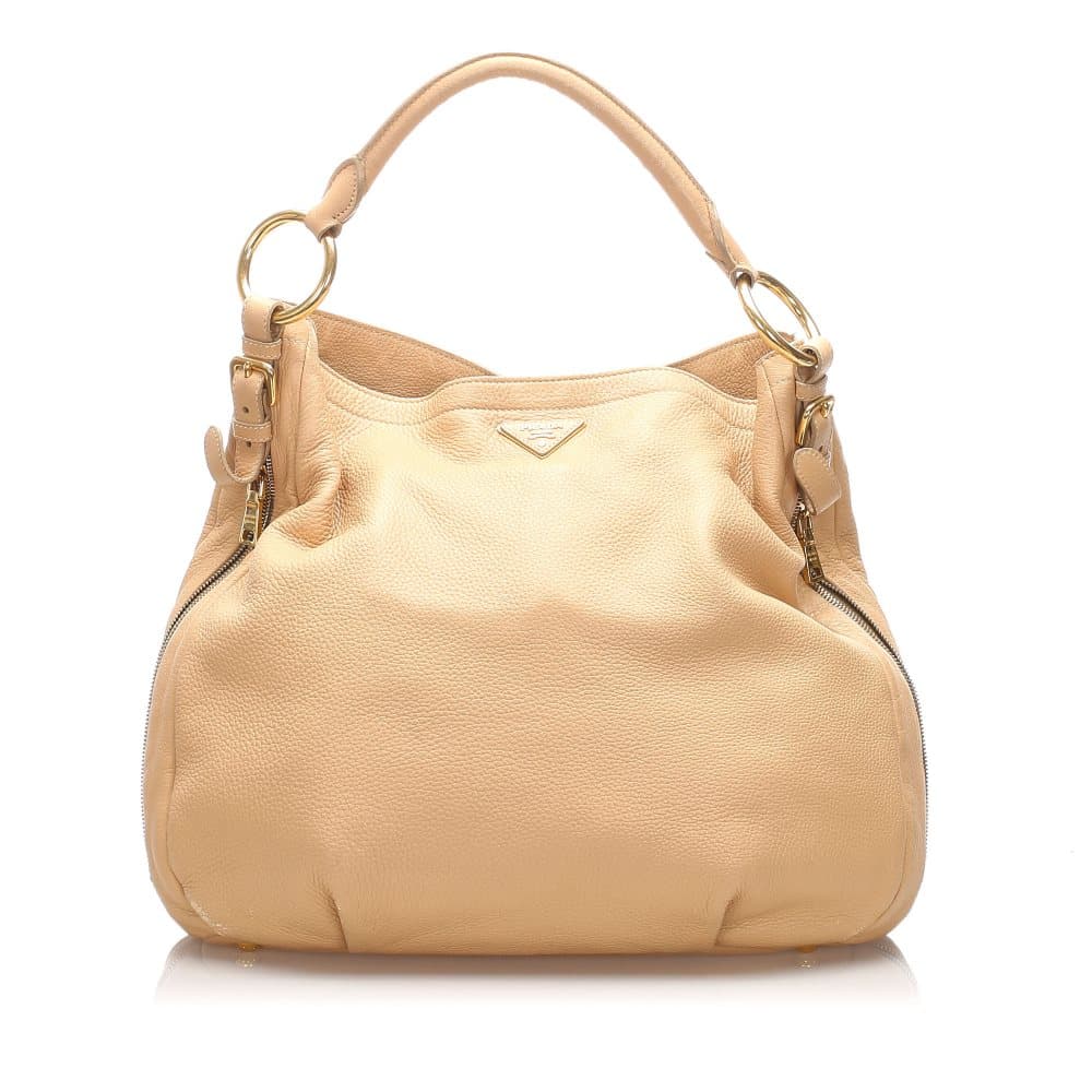 Prada Vitello Daino Tote Bag Brown