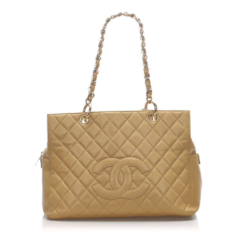 Pre-owned Chanel Caviar Petite Timeless Shopping Tote Bag Brown