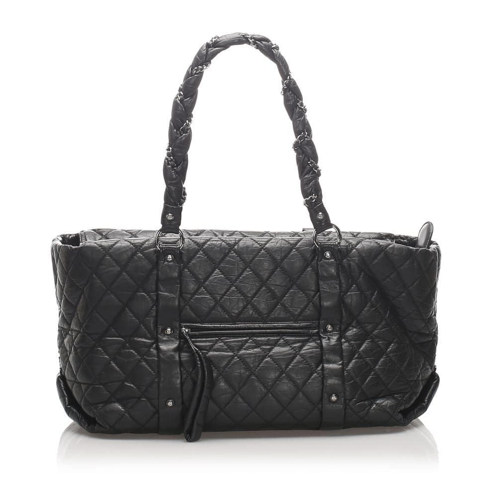 Chanel Quilted Lady Braid Tote Black