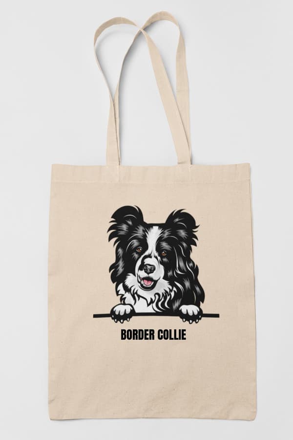 Border Collie tygkasse hund shopping väska Tote bag