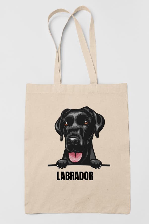 Svart Labrador tygkasse hund shopping väska Tote bag