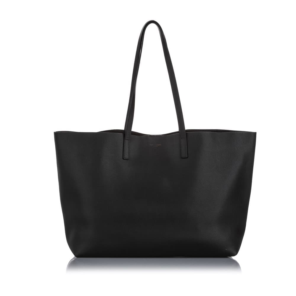 YSL East West Leather Shopping Tote Bag Black