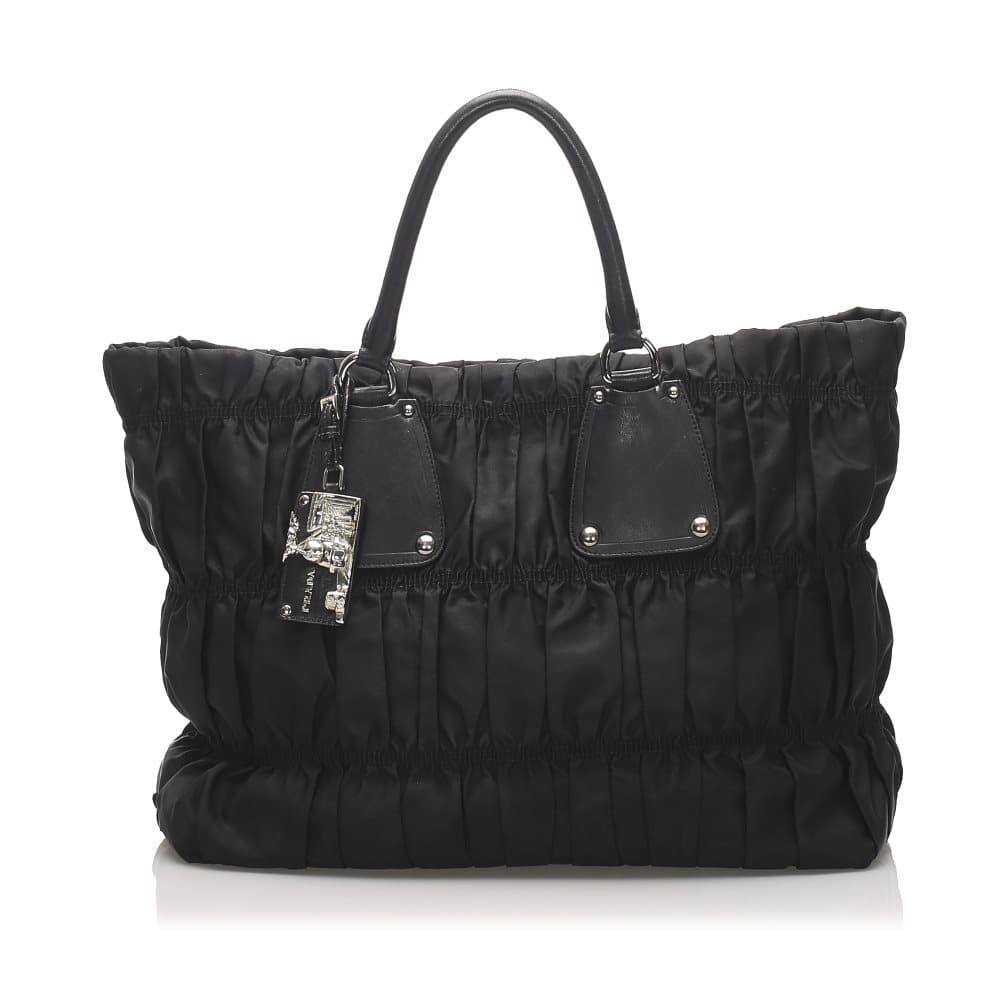 Prada Tessuto Gaufre Tote Bag Black