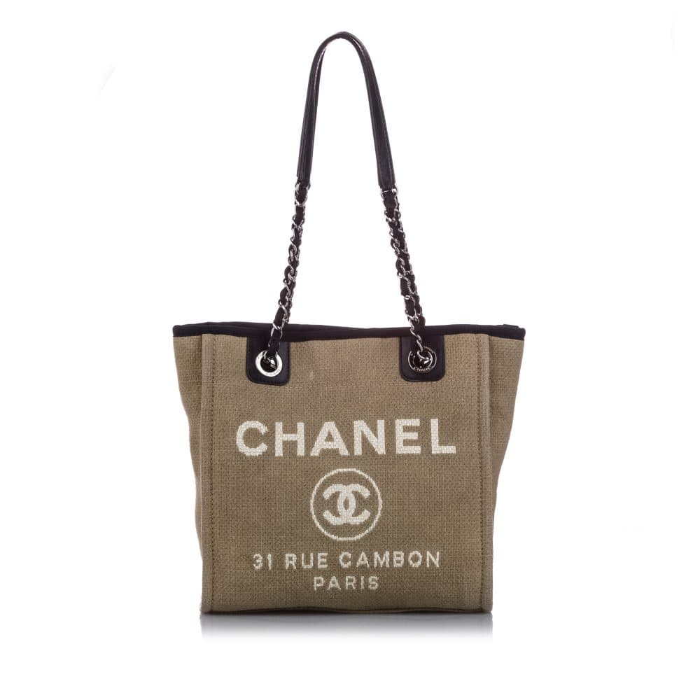 Chanel Deauville Canvas Tote Bag Brown