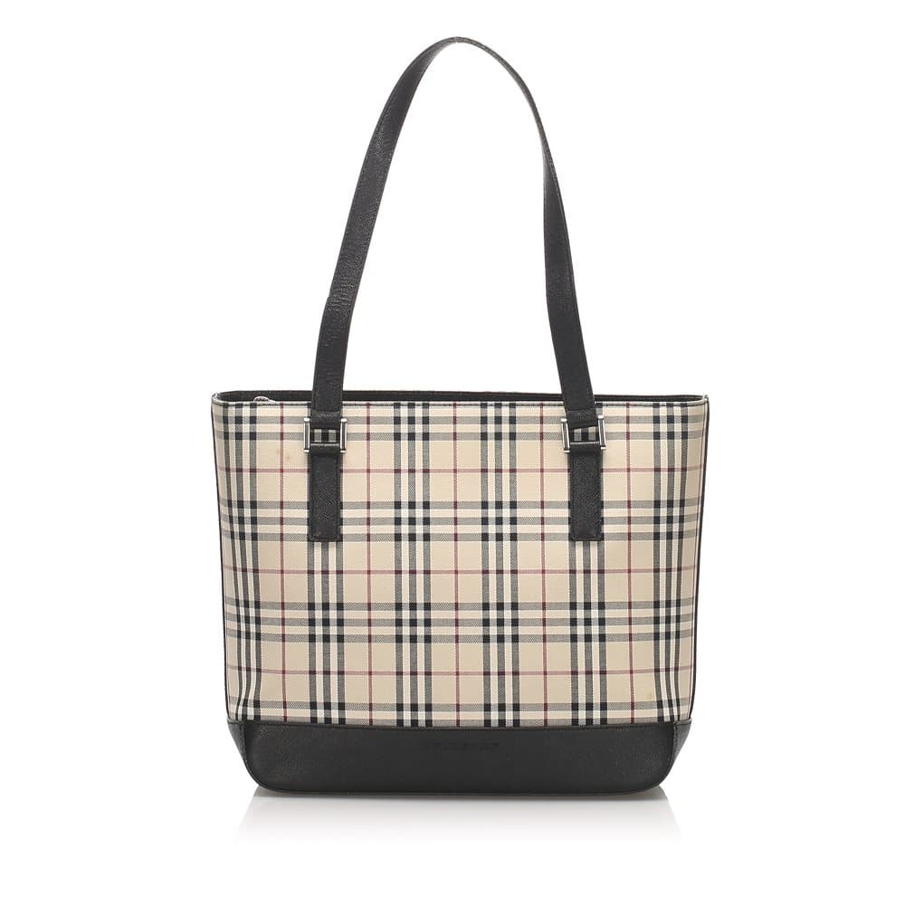 Pre-owned Burberry House Check Canvas Tote Bag Brown