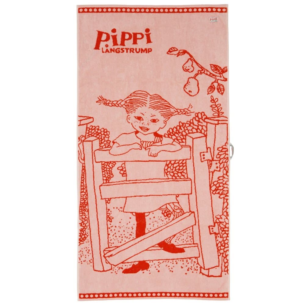 Pippi Långstrump, Badehåndklæde, 70 x 140 cm, Rød
