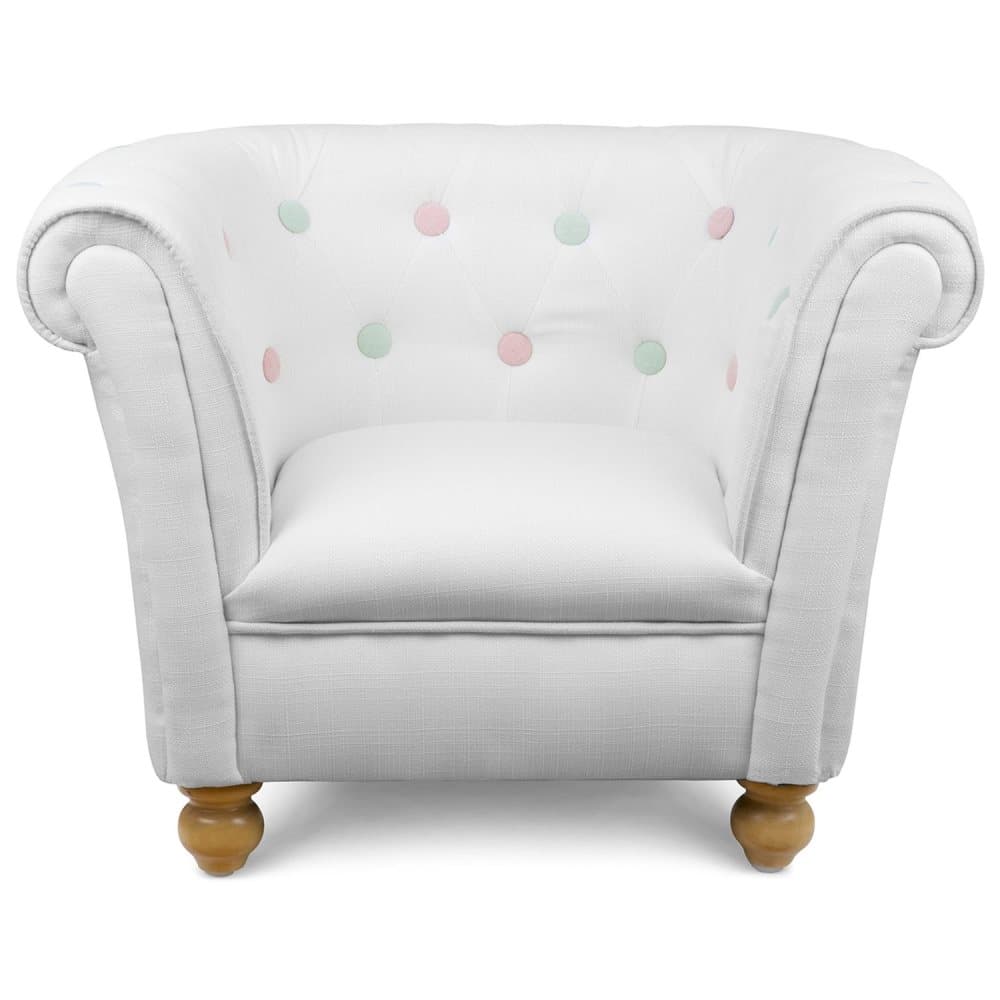 JOX, Furniture, lenestol, Chesterfield, Hvit med fargede knapper
