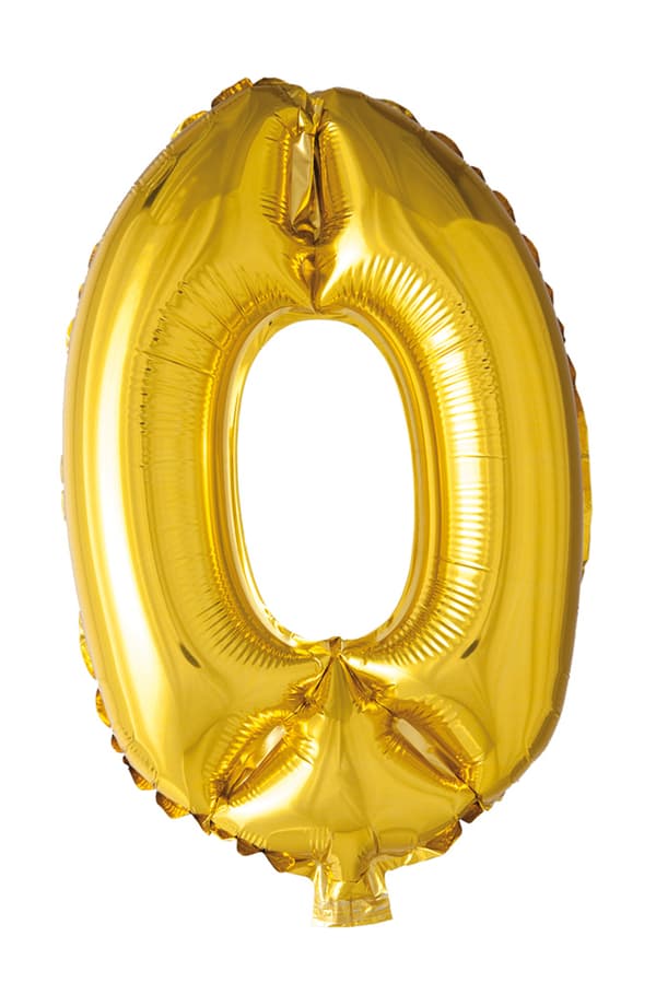 Folieballong 41cm Siffra 0 Guld