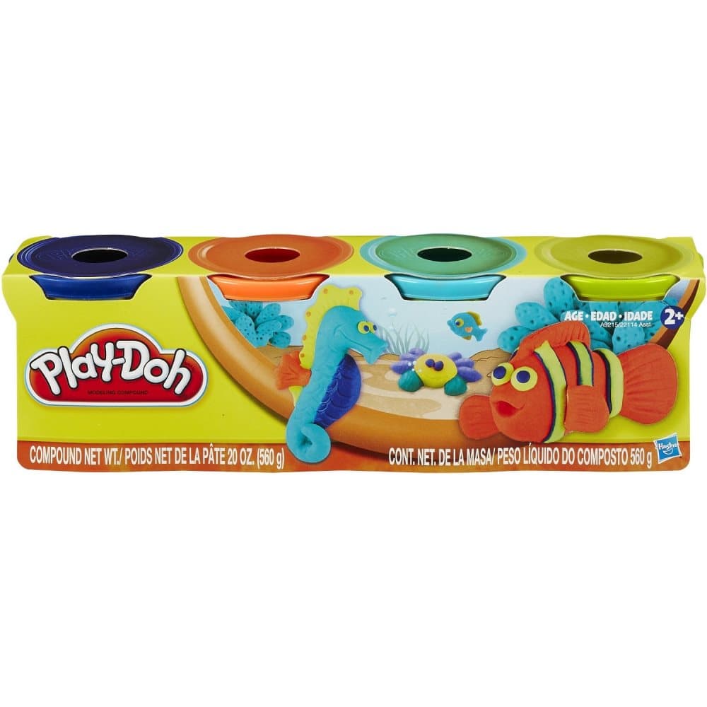Play-Doh, Classic Colours, 4-pack, Blå/Orange/Grön/Gul