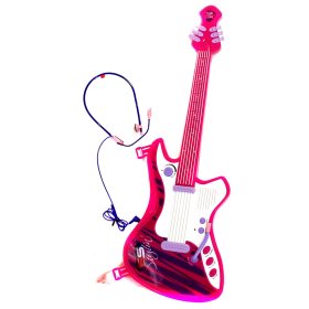 Supersonic, Gitar med headset, Rosahvitlilla Leker Kjøp Supersonic Gitar med mikrofon og stativ, Rosa