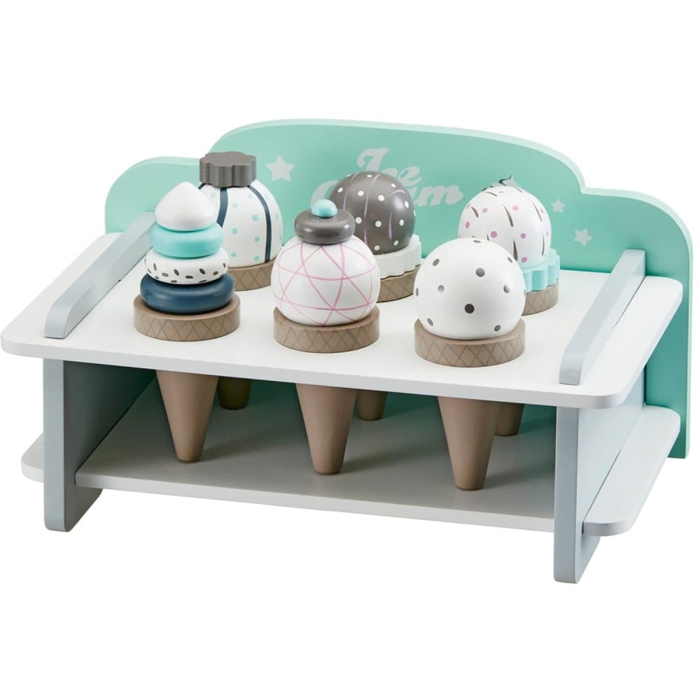 Kids Concept, Leikkiruokaa, Jäätelöteline ja jäätelöt, 6 kpl